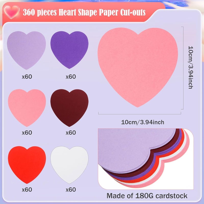 MixTeach 360 قطعة من قصاصات قلوب عيد الحب بألوان متنوعة - Image 2